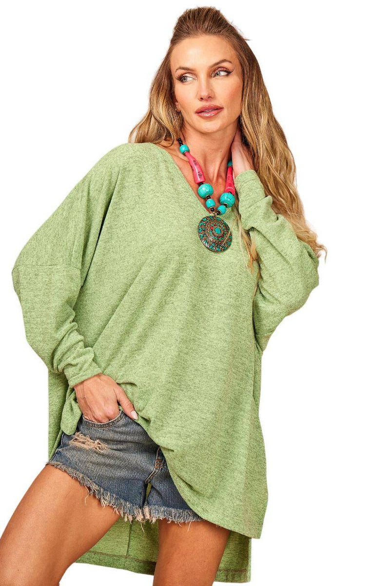 Blusa Alongada Com Recortes Laterais Verde Yacamim