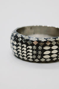 Pulseira Bracelete Largo De Cerâmica Com Metais Yacamim #757