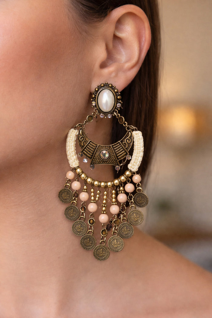 Brinco Artesanal De Miçangas Rose Yacamim #968