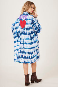 Chemise Ampla Manga Longa Azul Tie Dye Digital Love Yacamim N9