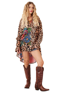 Camisa Ampla Animal Print Frida Kahlo Yacamim S6