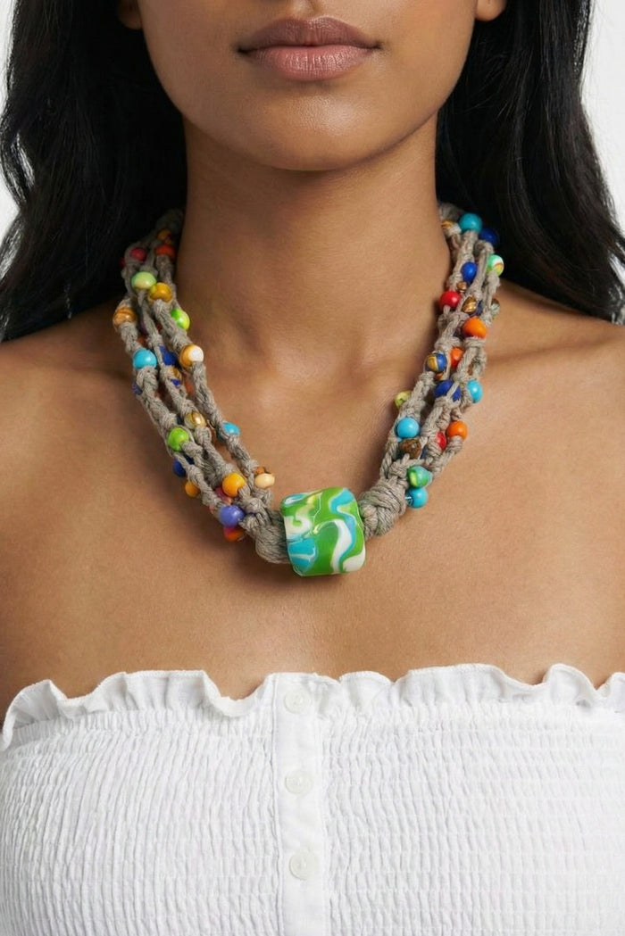 Colar Artesanal De Cordas Coloridas Yacamim #786