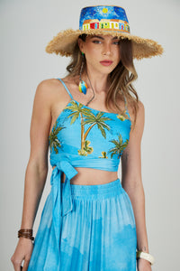 Top Cropped Azul Claro Baiana Coleção Bahêa Yacamim Q9