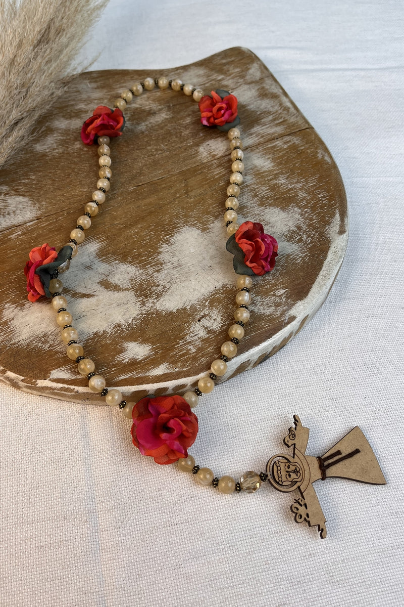 Colar Terço São Francisco De Assis Bege Yacamim #292