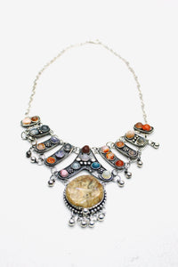 Colar De Metal Com Pedras Coloridas Yacamim #431