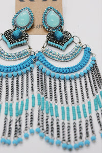 Brinco Artesanal De Miçangas Azul Yacamim #684