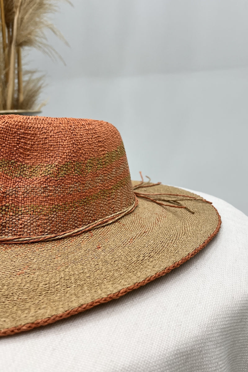 Chapéu De Palha Laranja Com Detalhes De Cordas Yacamim #198