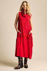 Vestido Midi Com Gola Rolê Vermelho Cashmere Yacamim