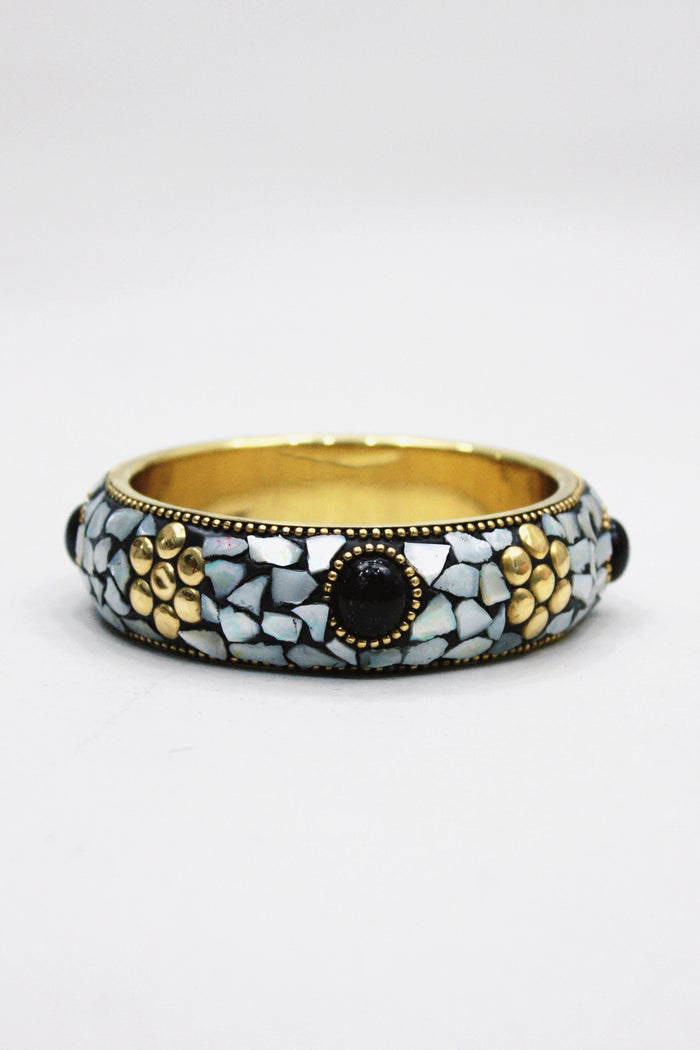 Pulseira Bracelete De Metal Com Pedras Yacamim #459