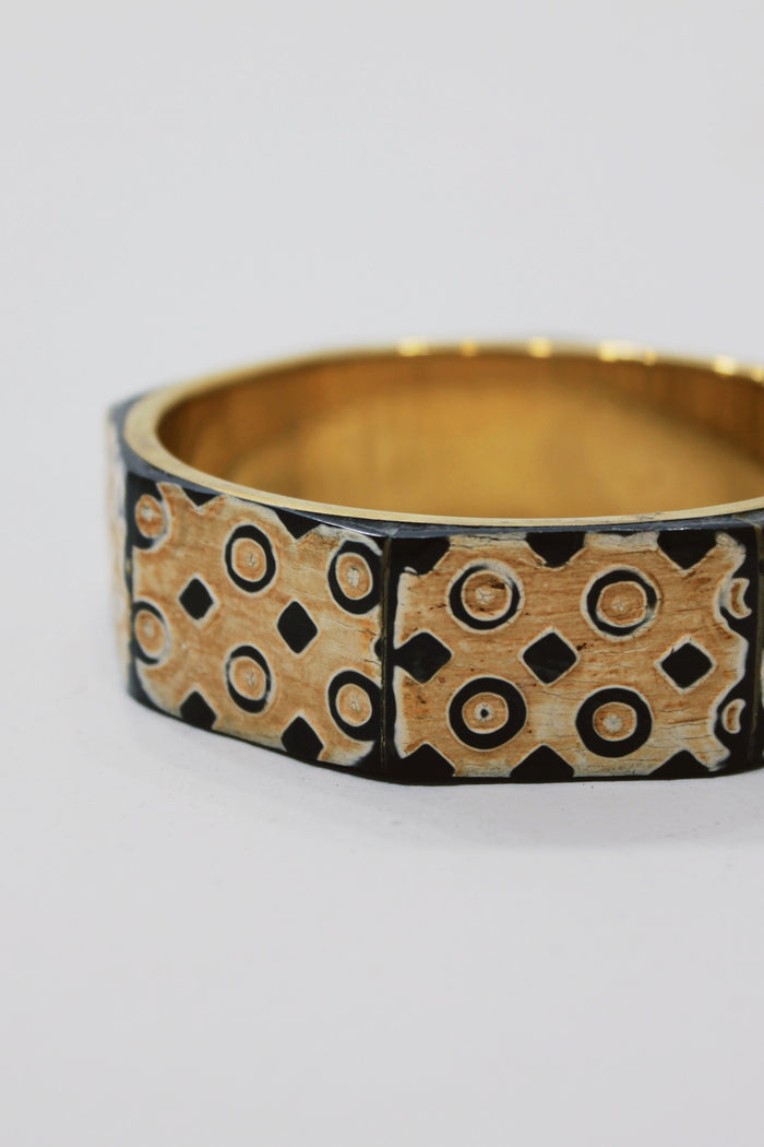 Pulseira Bracelete De Metal Com Madeira Yacamim #760