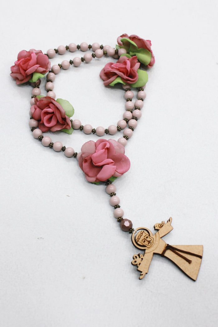 Colar Terço São Francisco De Assis Rosa Antigo Yacamim #556