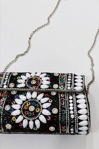 Bolsa De Mão Artesanal Mosaico Preto Yacamim #769