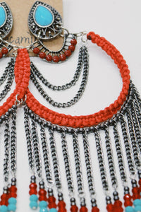 Brinco Artesanal De Miçangas Vermelho Yacamim #687