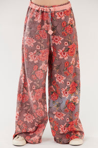 Calça Paraty 100% Algodão Pantalona Rosa Estampado Yacamim R4