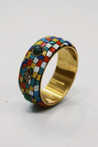 Pulseira Bracelete De Metal Com Pedras Yacamim #575