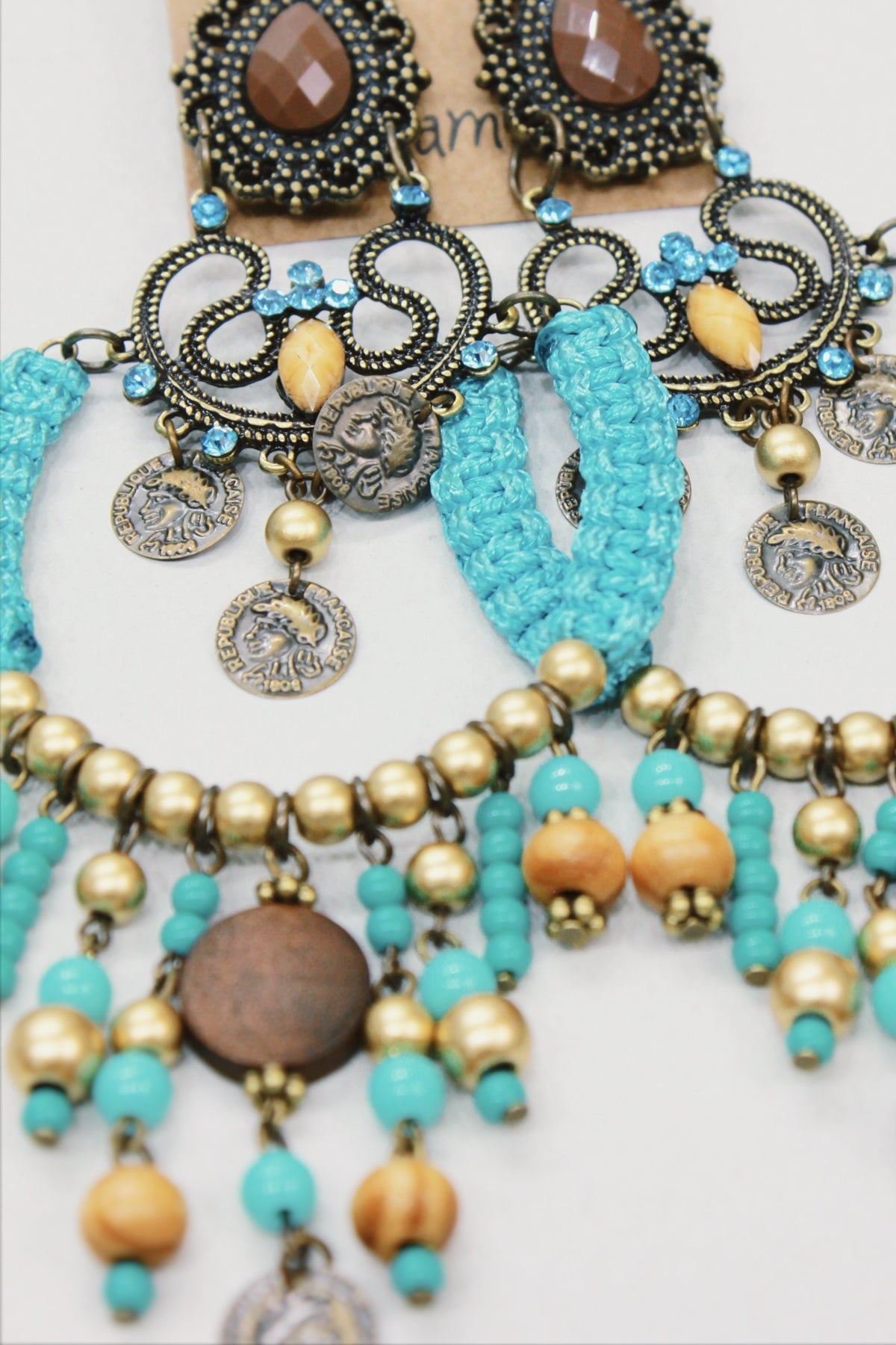 Brinco De Miçangas E Macramê Verde Yacamim #615