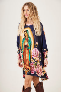 Bata Ampla Azul Royal Nossa Senhora De Guadalupe Yacamim B30