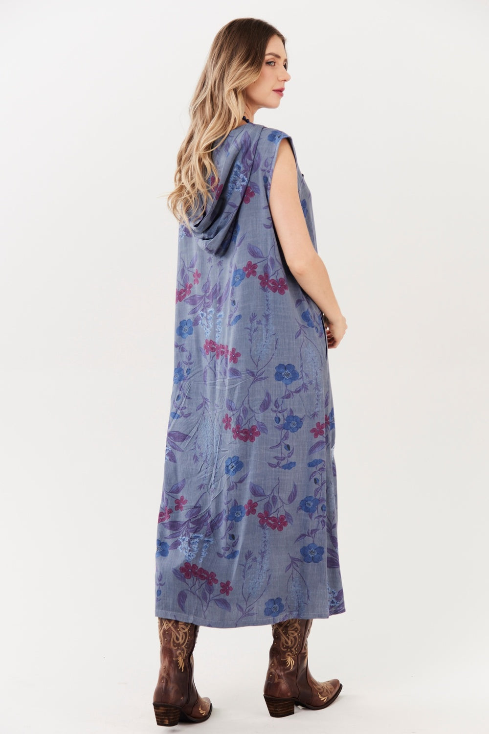 Vestido Midi Com Ombros Vazados E Capuz Yacamim D8