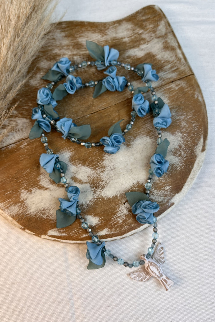 Colar Espírito Santo Flores Azuis Yacamim #287