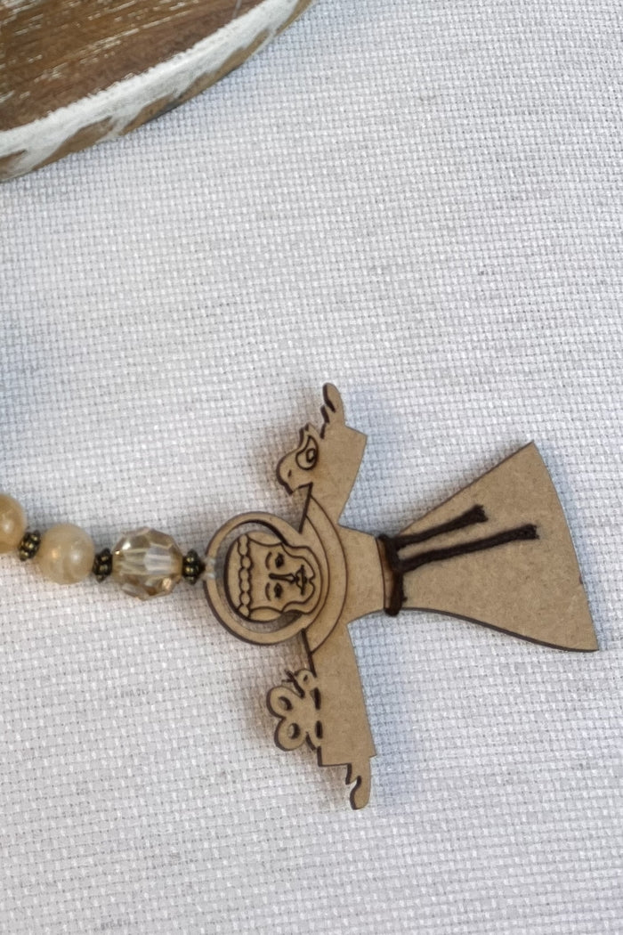 Colar Terço São Francisco De Assis Bege Yacamim #295