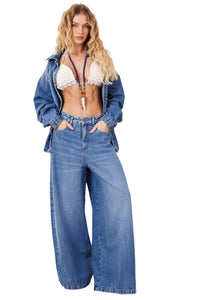Calça Jumbo Azul Jeans Yacamim R9