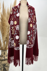 Cachecol Cashmere Vinho Bordado Yacamim #227