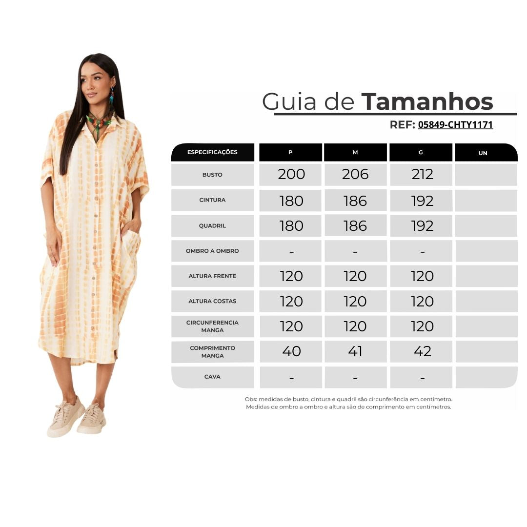 Chemise Midi Amarelo Escuro Tie Dye Digital Yacamim N2