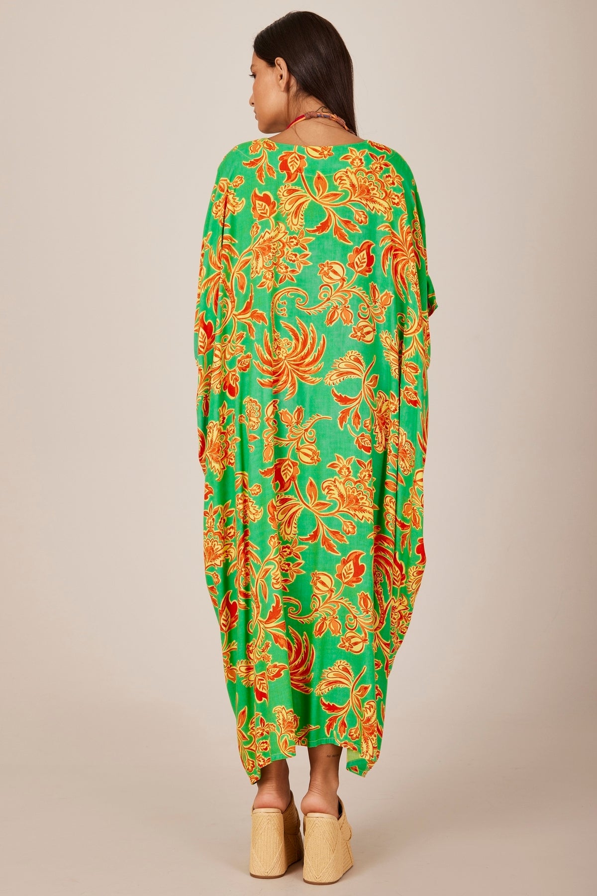 Kaftan Longo Patchwork Verde Claro Yacamim J7