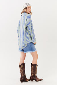 Camisa Ampla Verde Listrado Yacamim A10