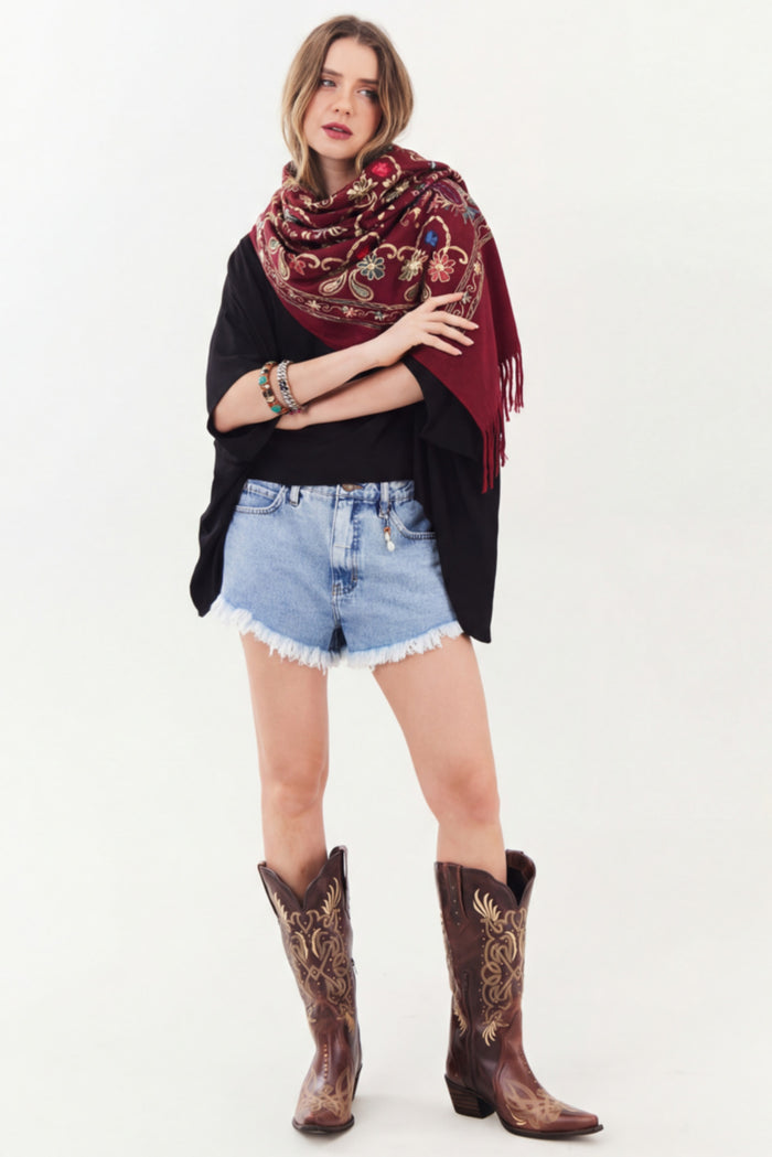 Cachecol Cashmere Vinho Yacamim #891