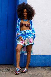 Kimono Curto Azul Estampado Coleção Bahêa Yacamim R6