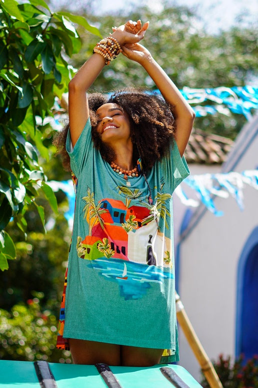 Camiseta I Wanna Go Back To Bahia Coleção Bahêa Yacamim Q3