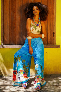 Calça Pantalona Azul Baiana Claro Yacamim Q10