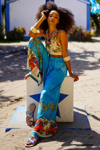 Calça Pantalona Azul Baiana Claro Yacamim Q10