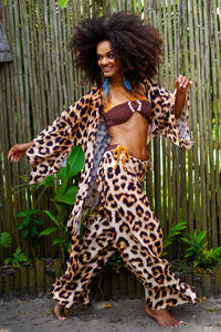 Calça Pantalona Animal Print Yacamim I6