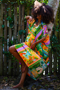 Kaftan Quadrado Verde Estampado Coleção Bahêa Yacamim R9