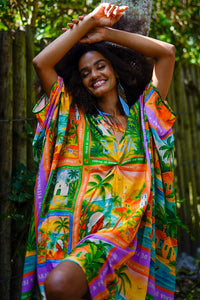 Kaftan Quadrado Verde Estampado Coleção Bahêa Yacamim R9