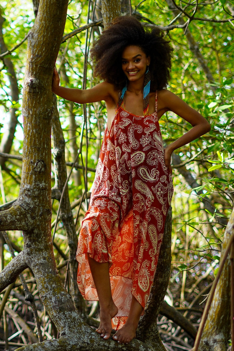 Vestido Longo Marrom Degradê Coleção Bahêa Yacamim D3