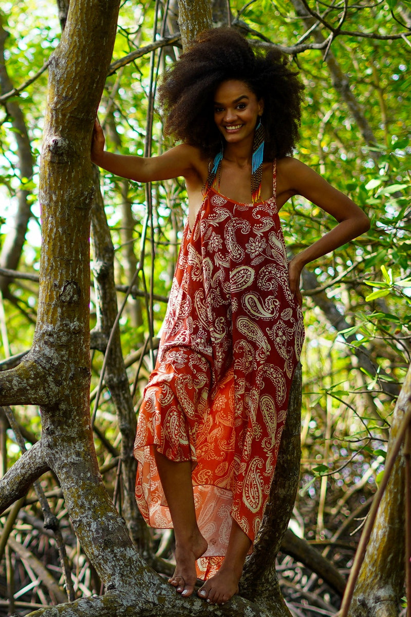 Vestido Longo Marrom Degradê Coleção Bahêa Yacamim D3