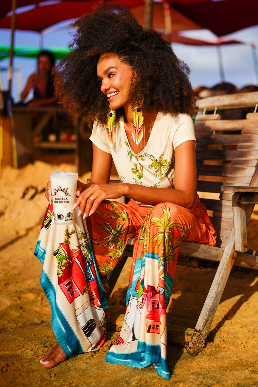 Calça Pantalona Marrom Cocada Coleção Bahêa Yacamim Q2