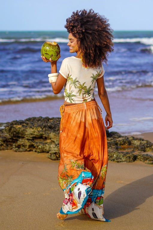 Calça Pantalona Marrom Cocada Coleção Bahêa Yacamim Q2