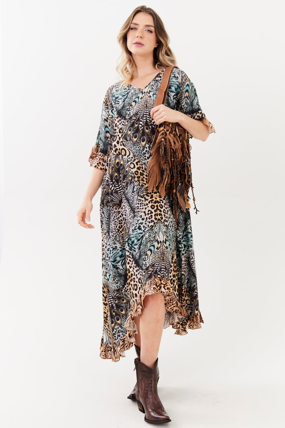 Kaftan Midi Animal Print Yacamim J10