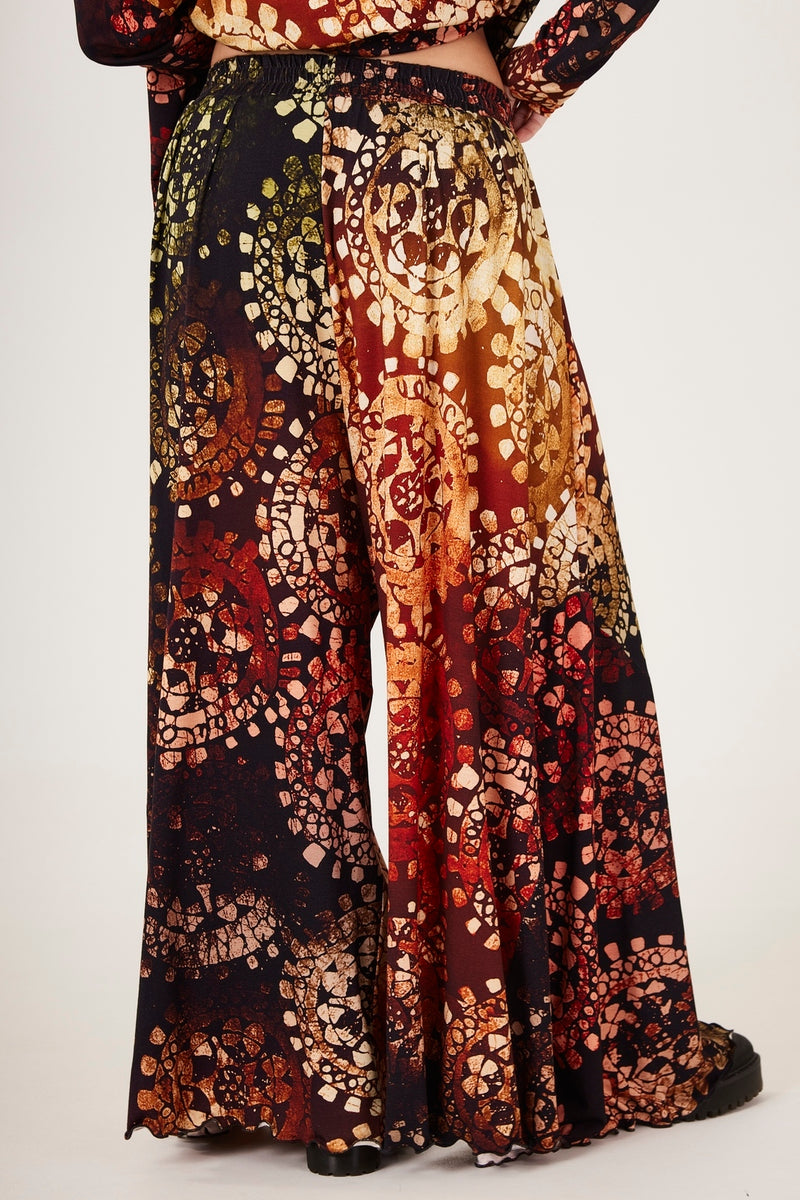 Calça Saruel Pantalona Estampa Digital De Batik Yacamim I10