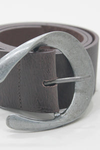 Cinto De Couro Liso Marrom Com Fivela Metática Yacamim #672