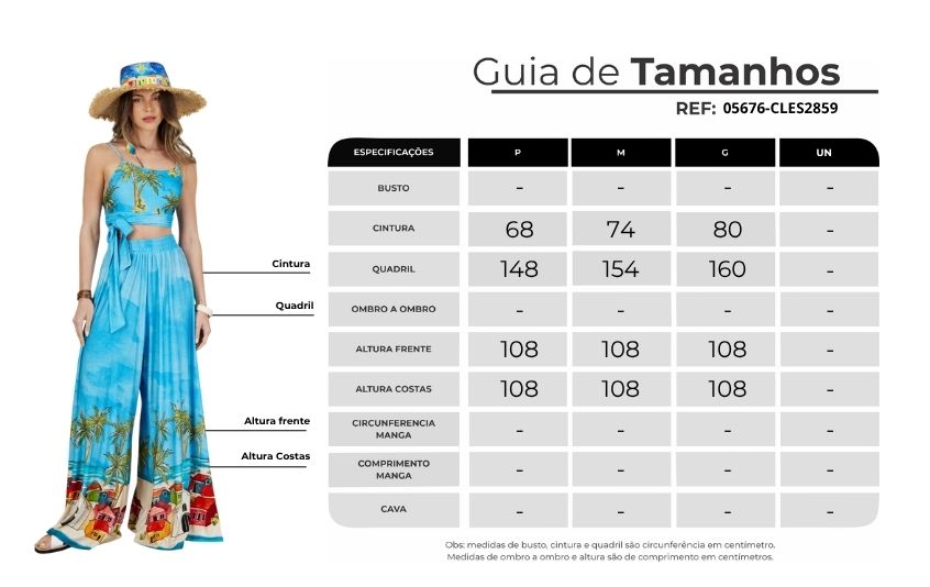 Calça Pantalona Azul Baiana Claro Yacamim Q10