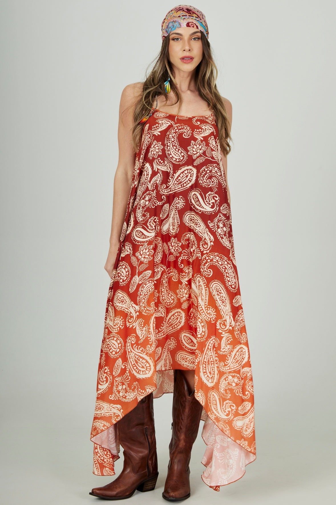 Vestido Longo Marrom Degradê Coleção Bahêa Yacamim D3