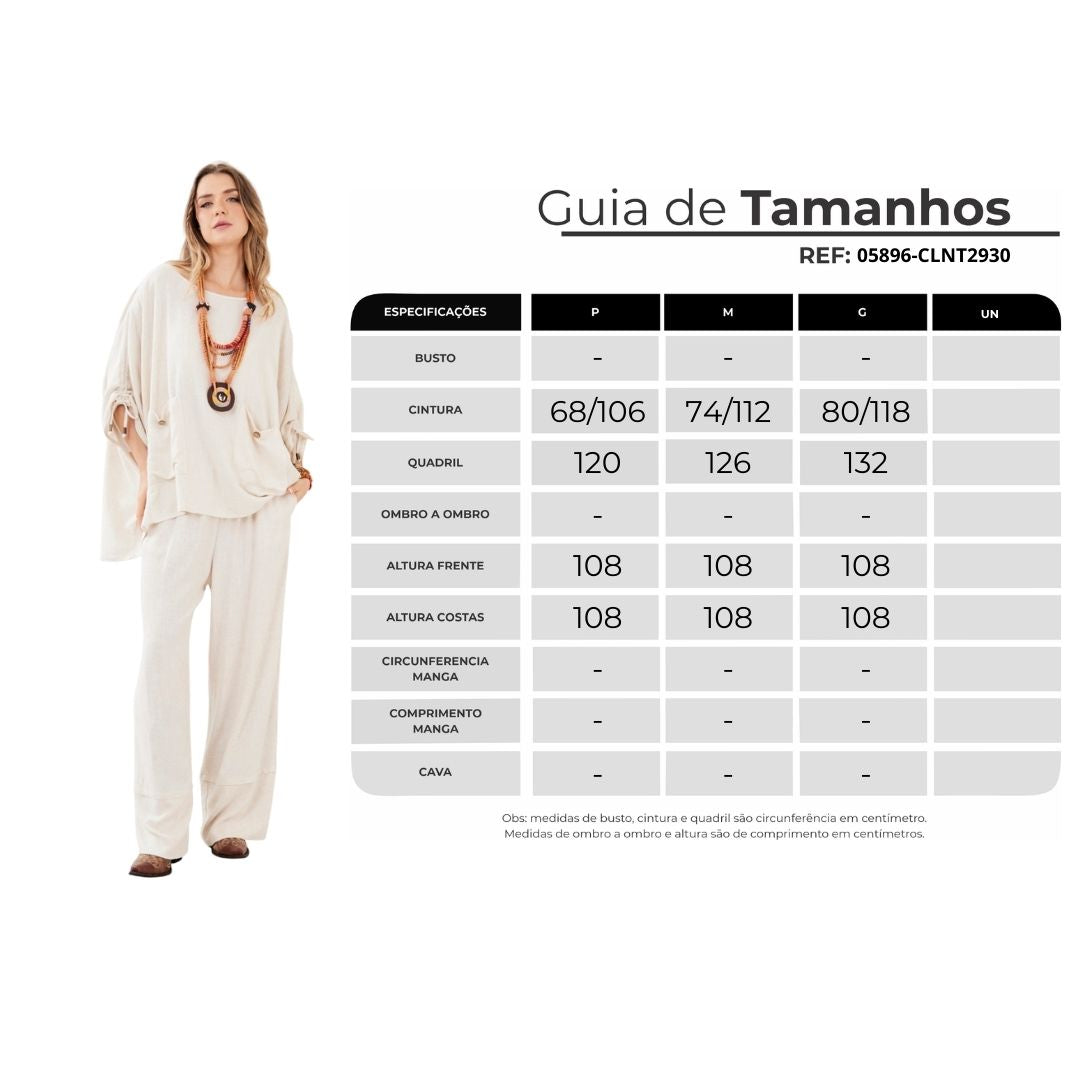 Calça De Viscolinho Bege Yacamim A21