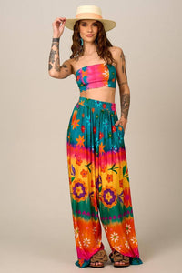 Calça Saruel Pantalona Colorida Estampada Yacamim I9