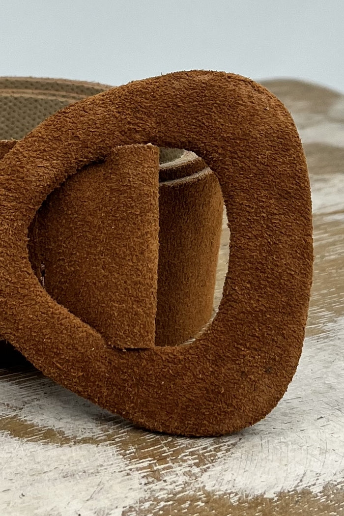 Cinto Com Fivela De Couro Caramelo Yacamim #190