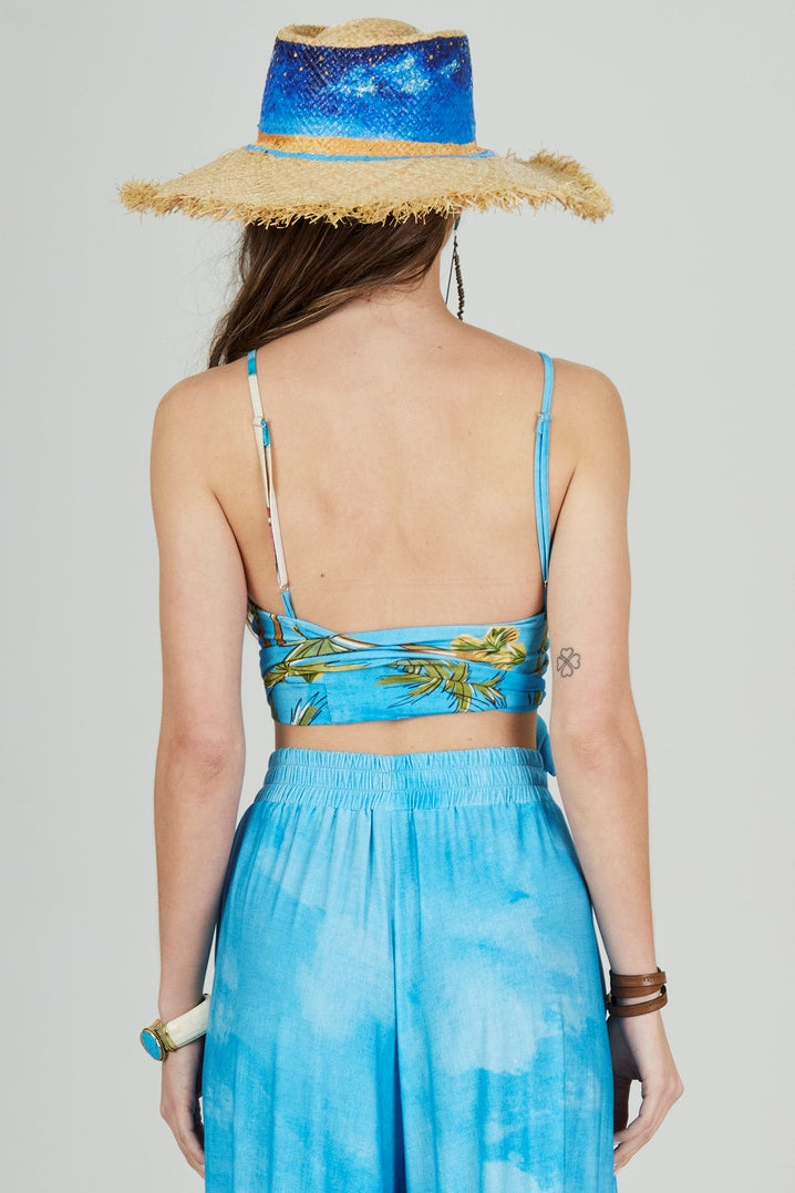 Top Cropped Azul Claro Baiana Coleção Bahêa Yacamim Q9